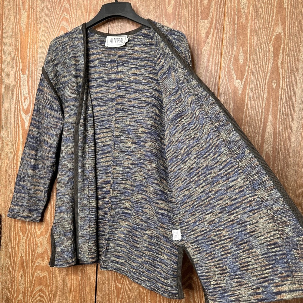 Alnoral Vintage 90s Wool Blend Knit Cardigan and Top Twin Set Blue Brown 1X USA - Picture 15 of 16